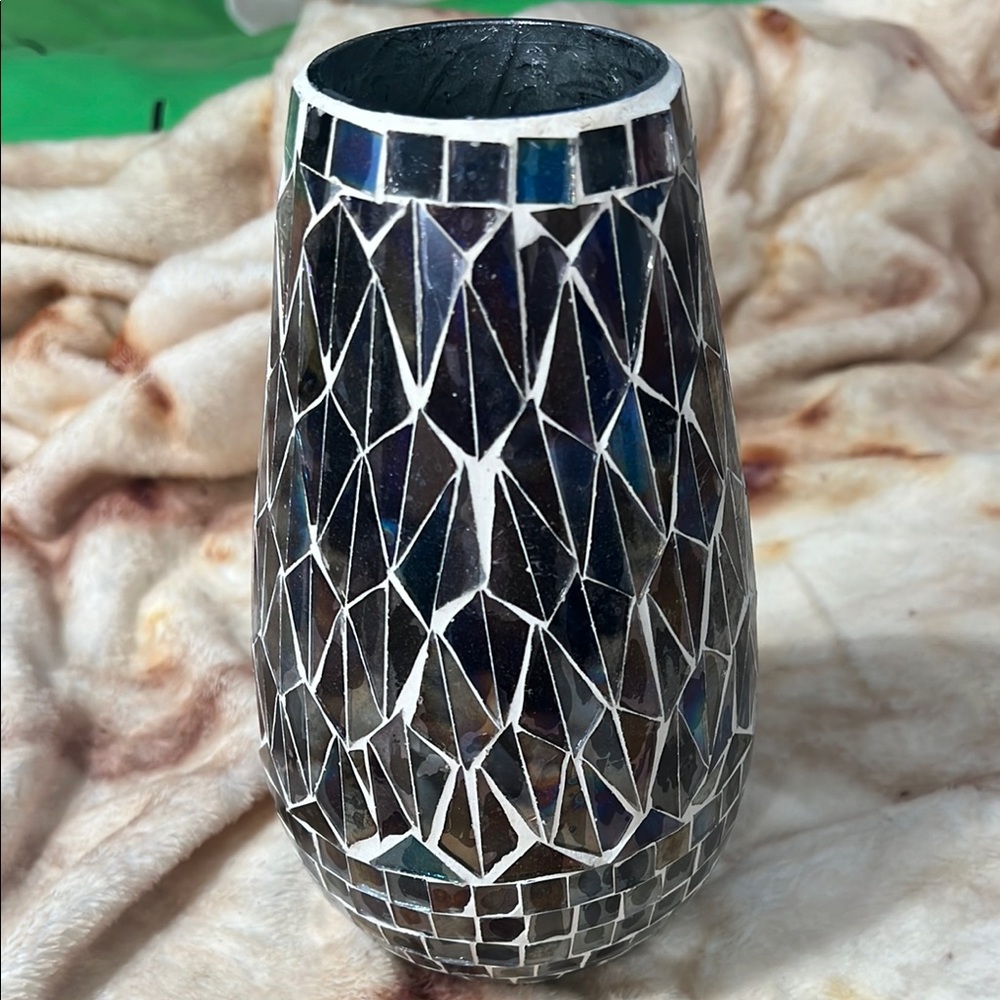 Mosaic Glass Vase - oil slick